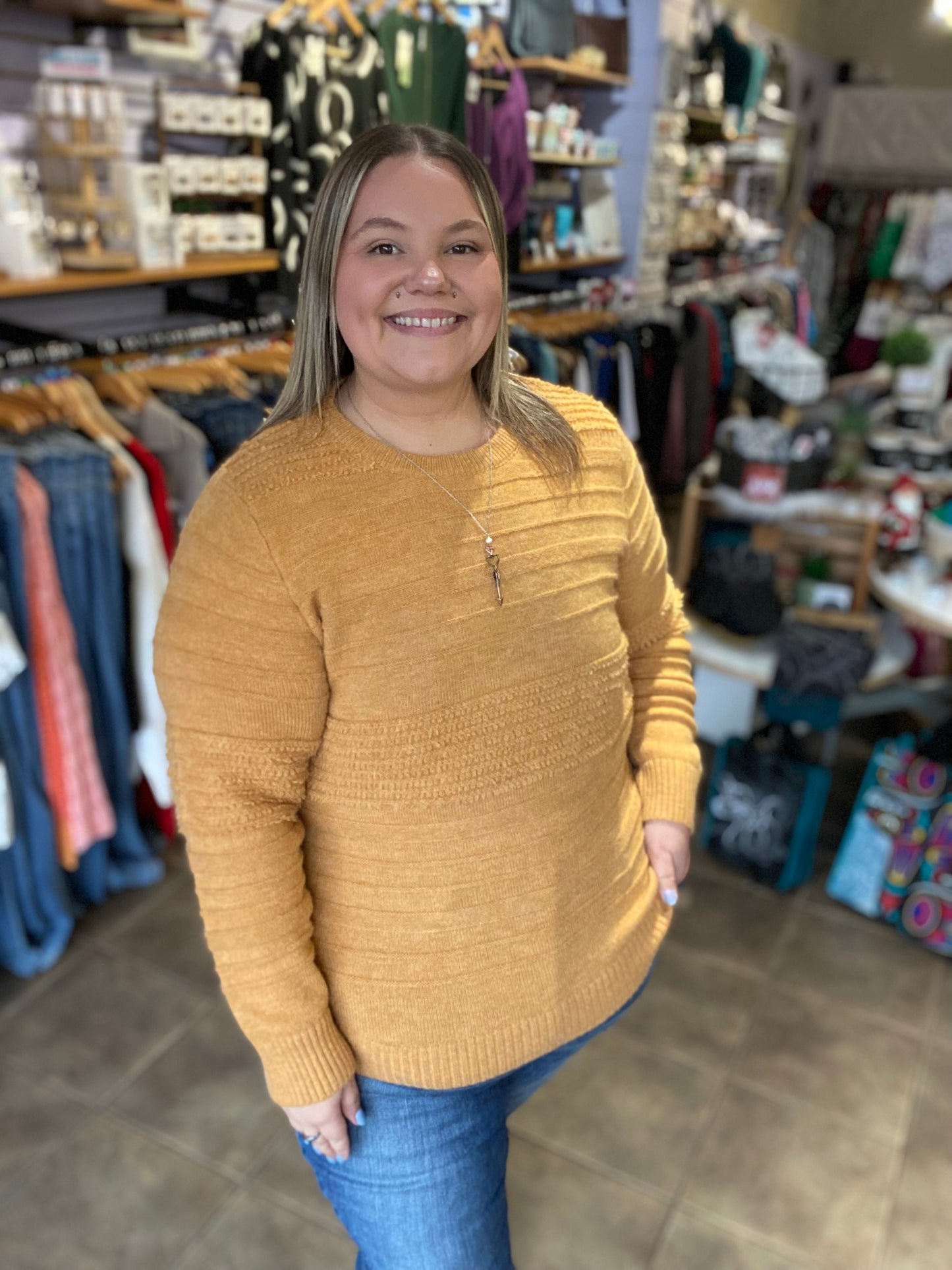 Textured Striped Sweater XXL