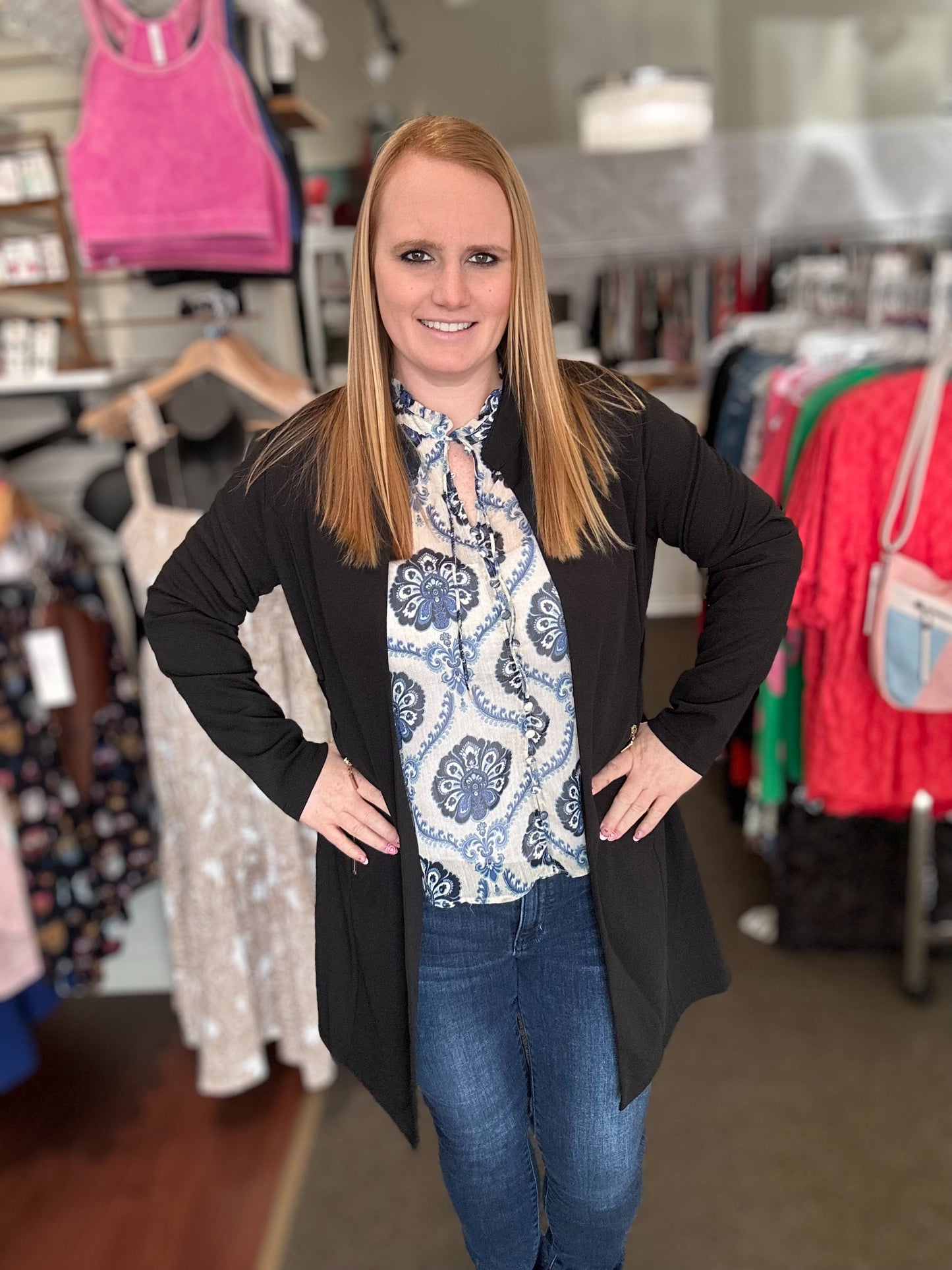 Stretch textured jacket with zip pockets Large