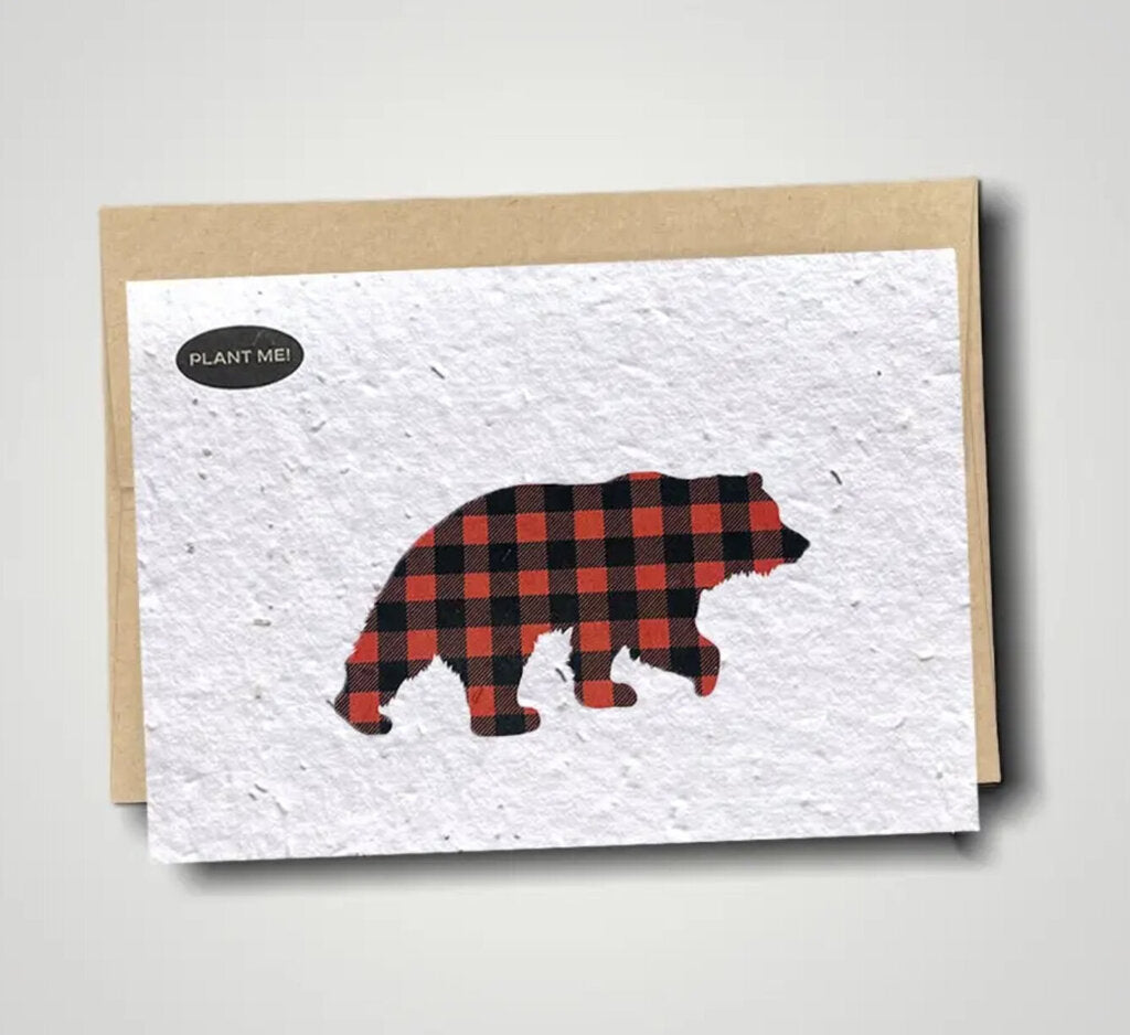 Plaid Bear Plantable Greeting Card