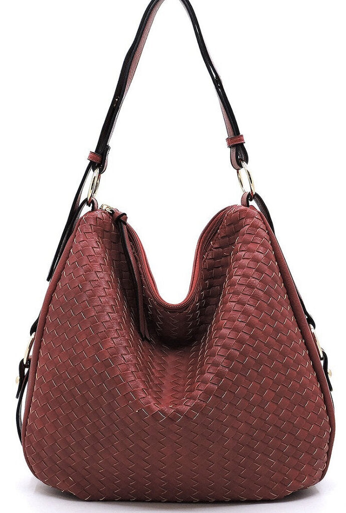 Woven Shoulder Hobo Bag
