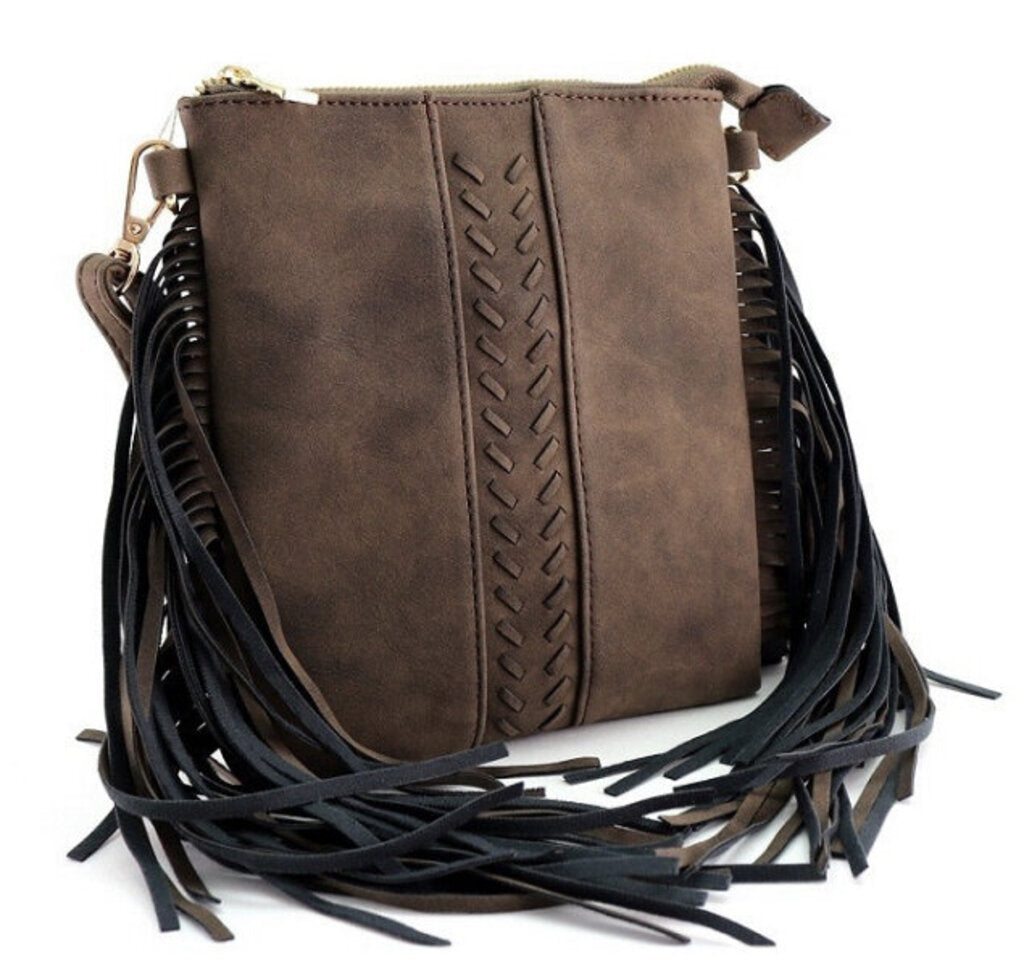 Side Fringed Braided Crossbody Bag