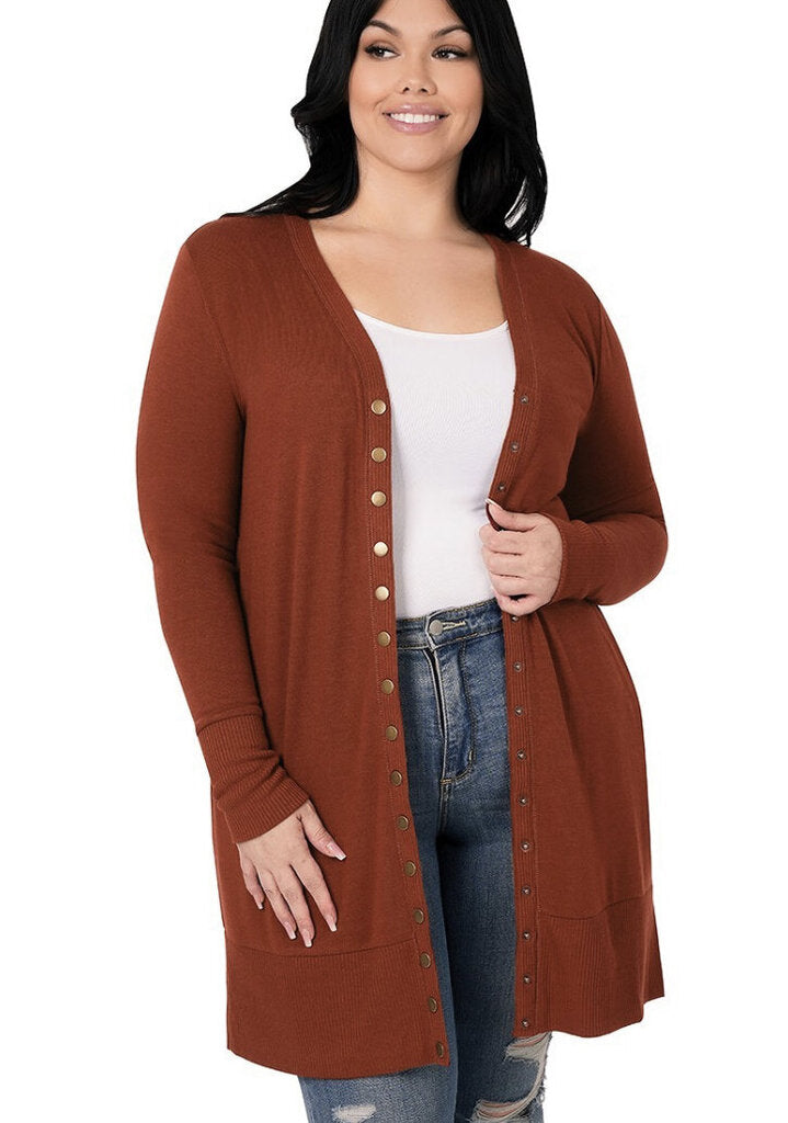Long Snap Button Cardigan 3x