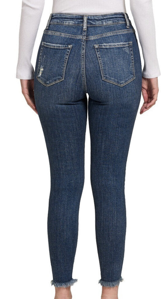 Distressed hem skinny denim pants size 36 1X