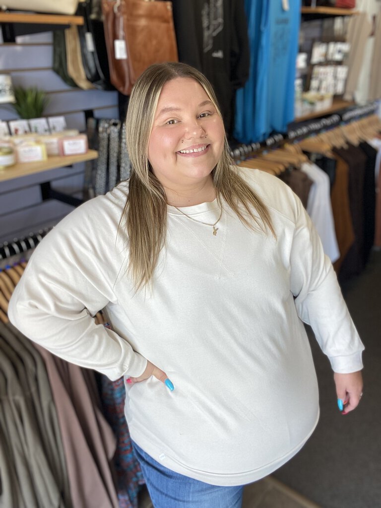 Cotton pull over round reck sweater 3x