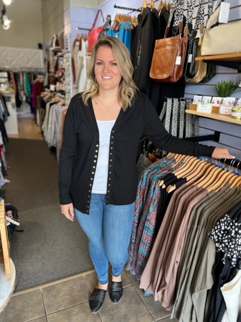 Long Sleeve Snap Button Cardigan XL/1X