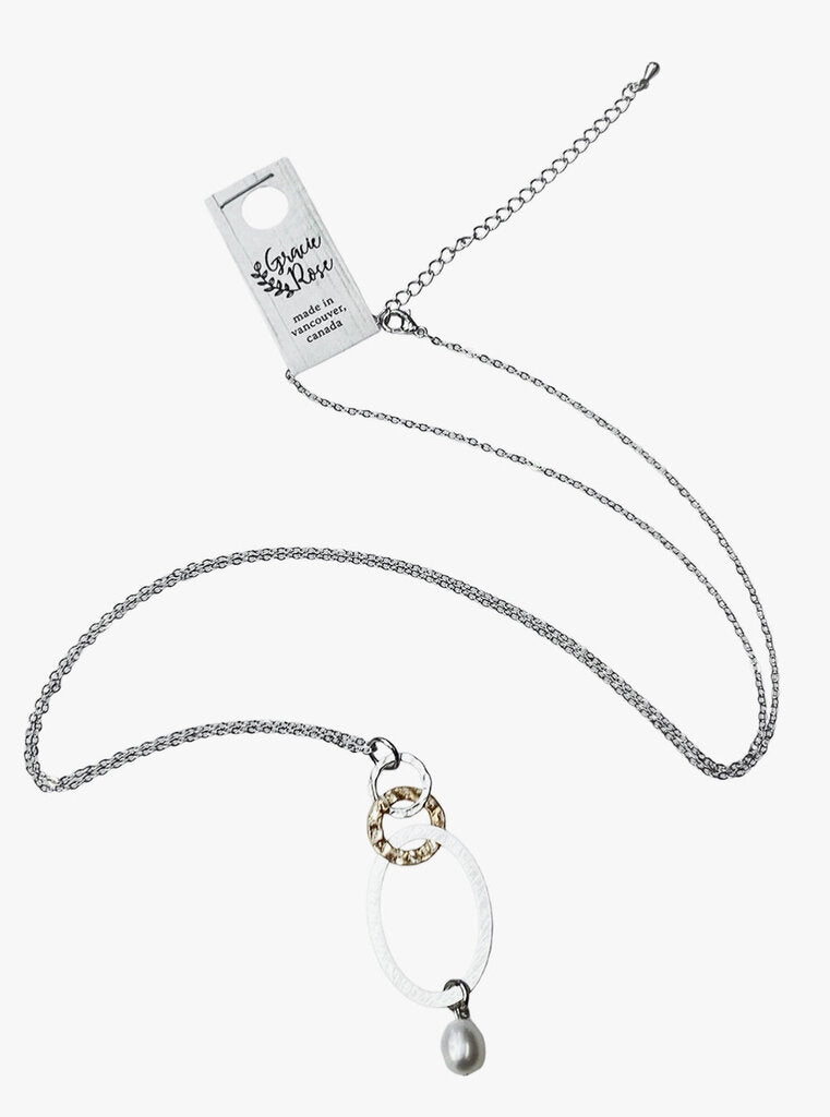 Minimalist Romantic Silver & Gold Freshwater Pearl Necklace
