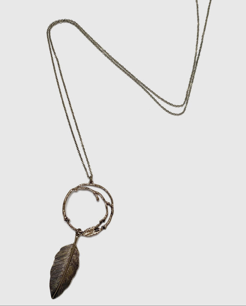 Vintage Gold Nature Lover Leaf Pendant Layering Necklace