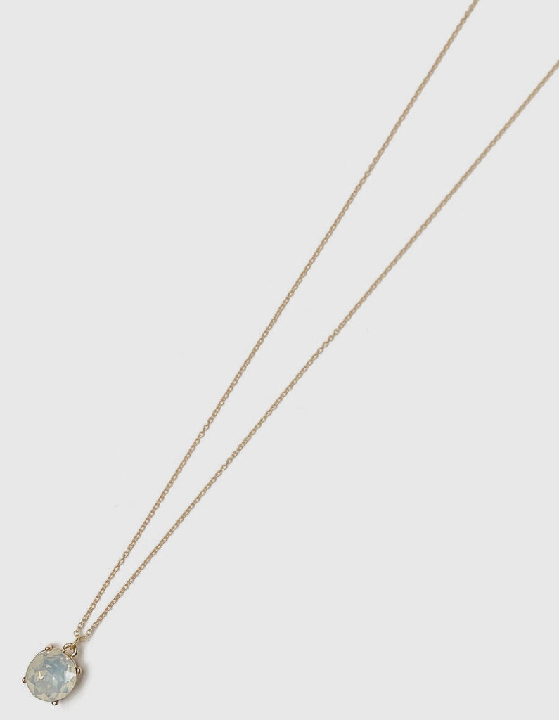 Matte Gold Opal Faux Crystal Charm Necklace