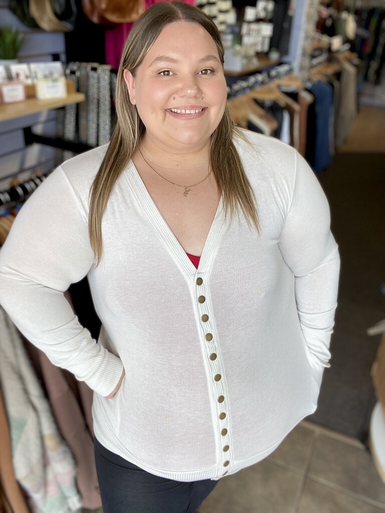 Snap button mid length cardigan 2x