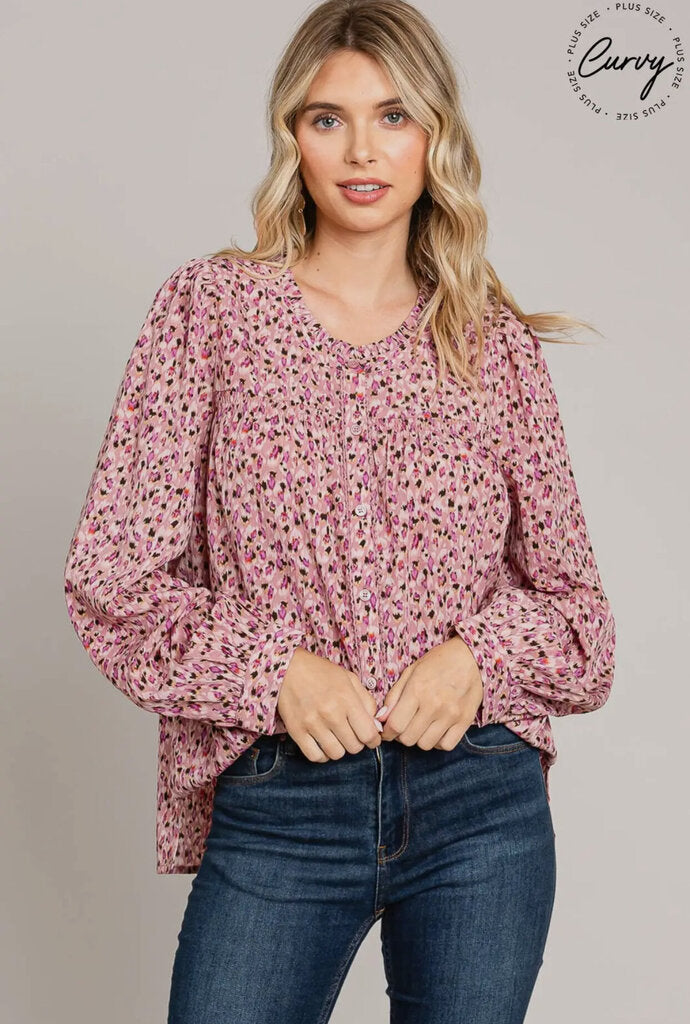 Floral detail button up top XL/1X