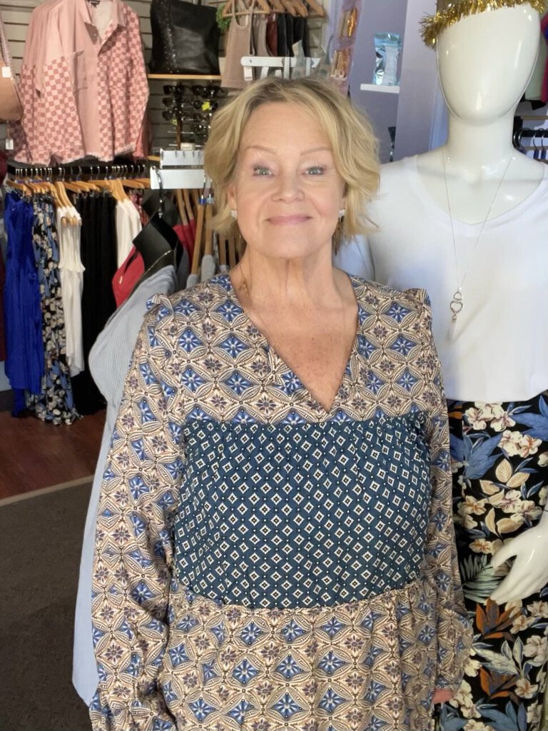 Boho print mix & match tiered top 3X