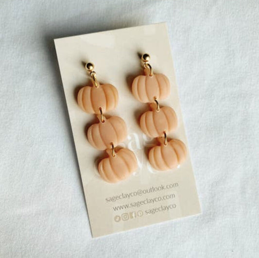 Pumpkin Dangles Handmade Polymer Clay Earrings D