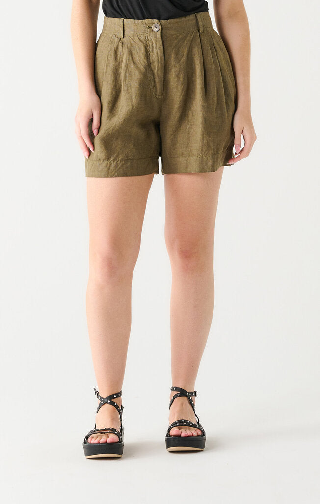 High waist linen trouser short Dex Plus 2x