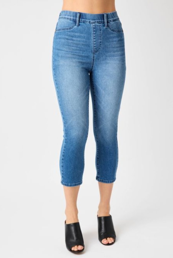 High waist cool denim pull on capri 7