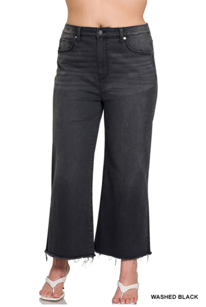 High Rise Washed Cropped Jean Pant 2X