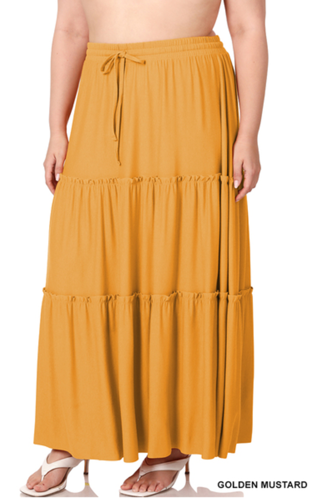 Tired Ruffle Raw Hem Skirt 1X