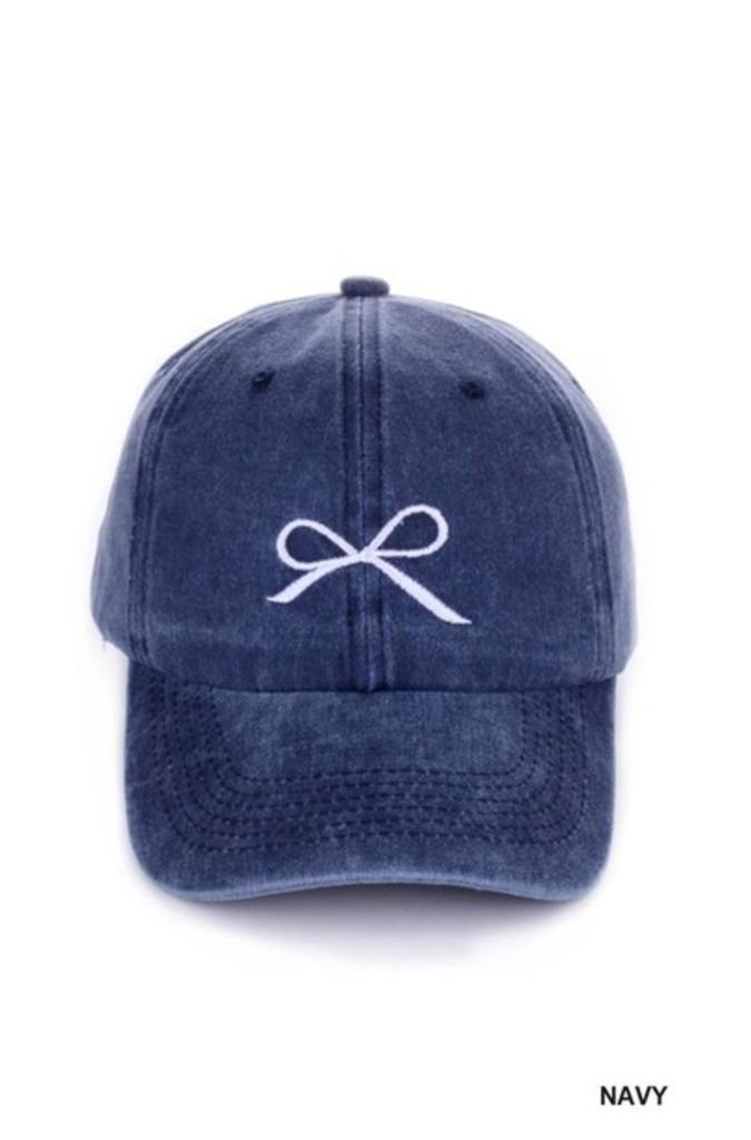 Ribbon Bow Embroidered Hat