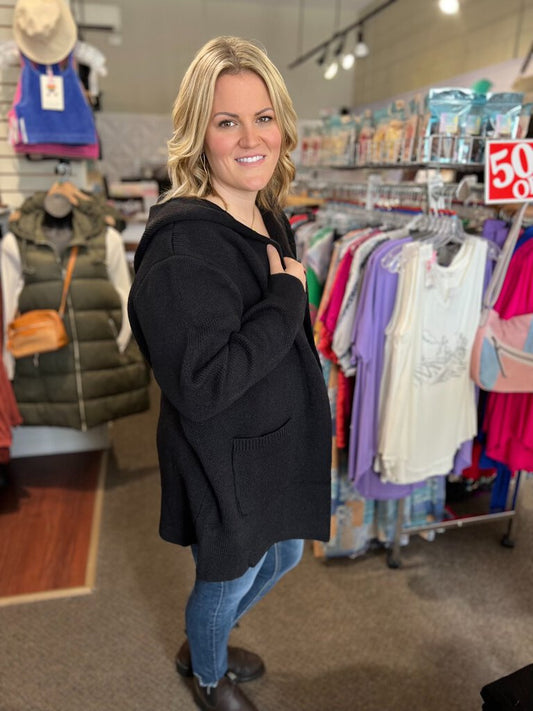 Hooded open front sweater cardigan 3X