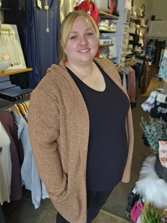 Hooded open front sweater cardigan 3X