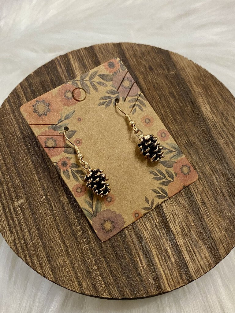 Pinecone Earrigs-Antique Gold