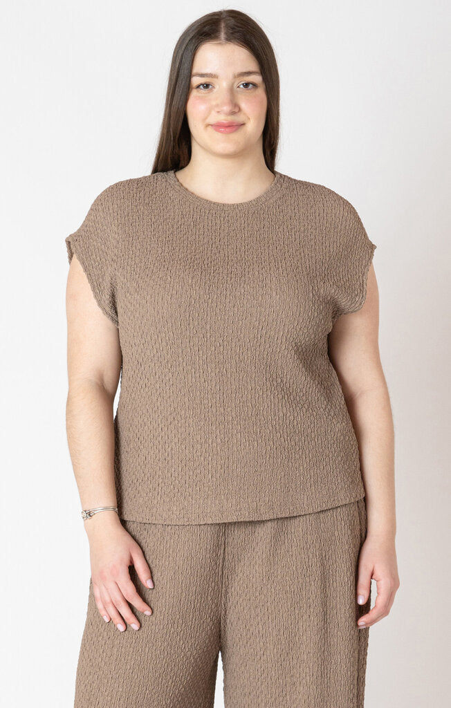 Drop shoulder textured top-Dex Plus-2X