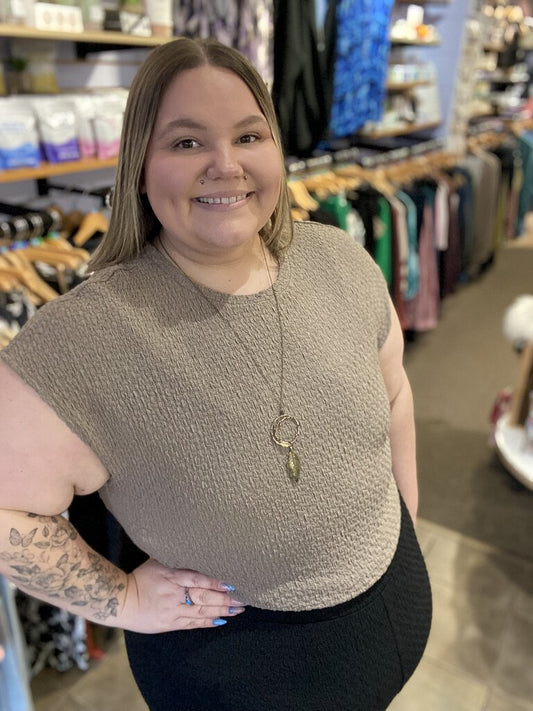 Drop shoulder textured top-Dex Plus-XL