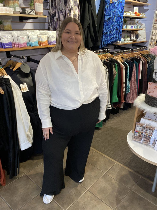Textured Flowy Wide Leg Pants-Dex Plus 1X