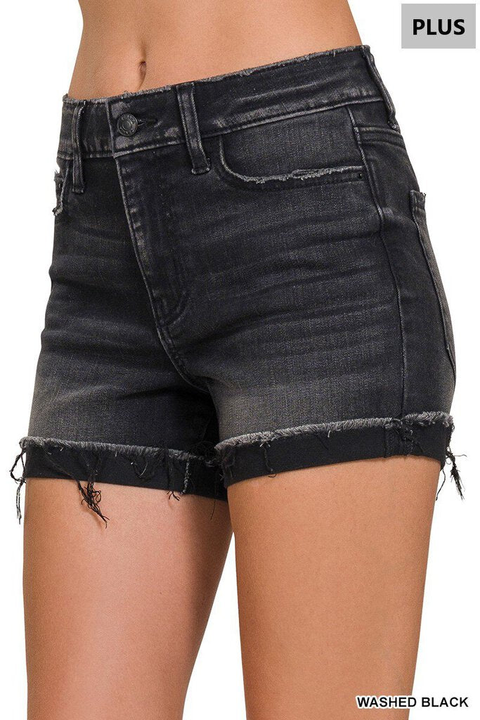 Cuffed hem denim shorts 1X