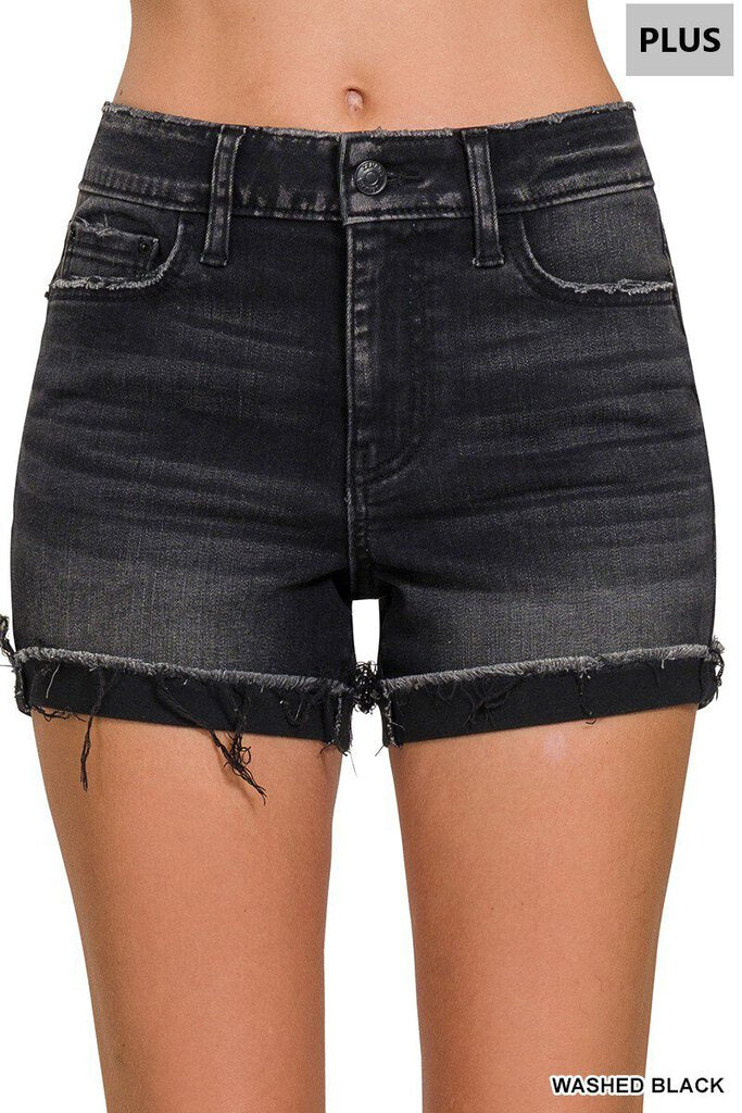 Cuffed hem denim shorts 1X