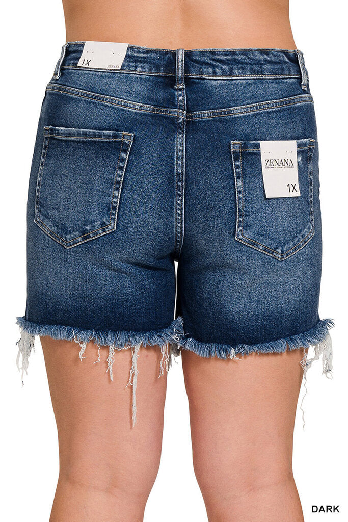 Frayed raw hem rip shorts 1X