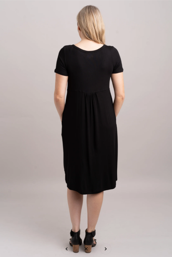 Nelly Short Sleeve Dress, Black, Bamboo Medium