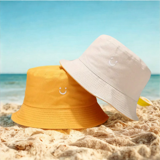 Smiley Hat Reversible-Beige/Yellow