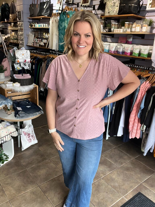 Jill Blush button detail top Large