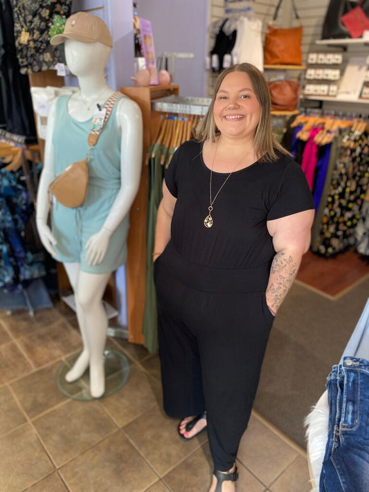 Julie Jumpsuit, Black, Bamboo Large