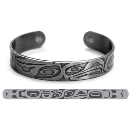 Brushed Silver Bracelet - Eagle Raven by Corey W. Moraes