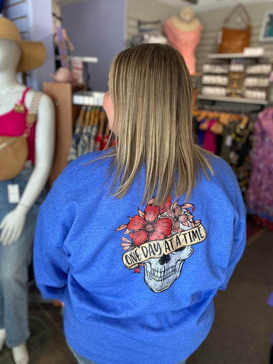 One Day At a Time Skull Sweatshirt XL