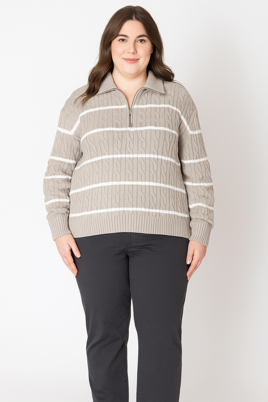 Half zip cable sweater 2X