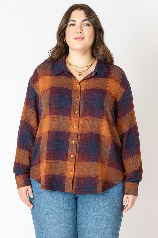 Textured Plaid Shirt 2X
