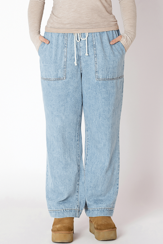 Wide Leg Denim Pant 2X