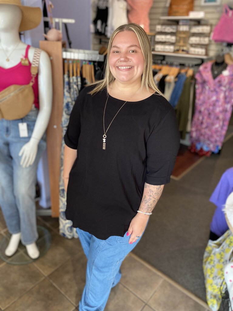 Liza Top, Black, Linen Bamboo 2x