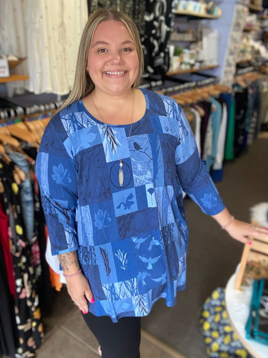 Jazz 3/4 Top, Blue Forest, Bamboo 1X