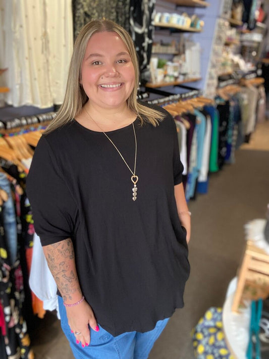 Liza Top, Black, Linen Bamboo 1x