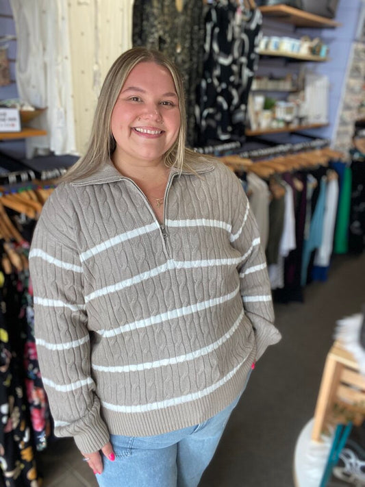 Half zip cable sweater XL