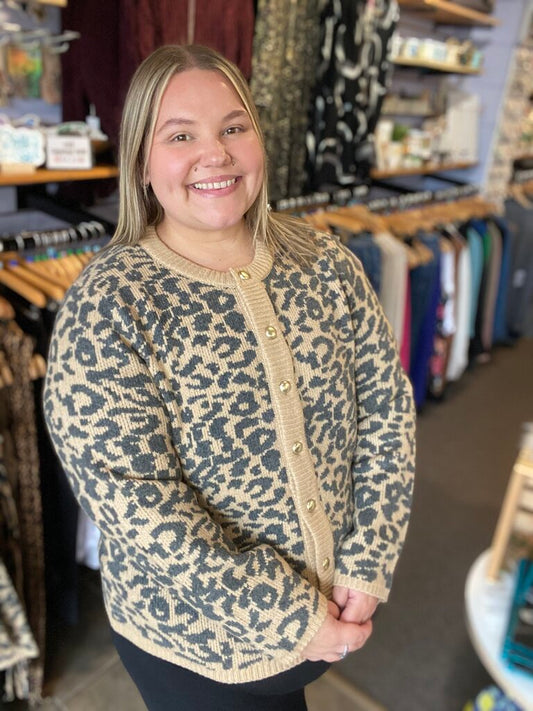Crewneck patterned cardigan XL