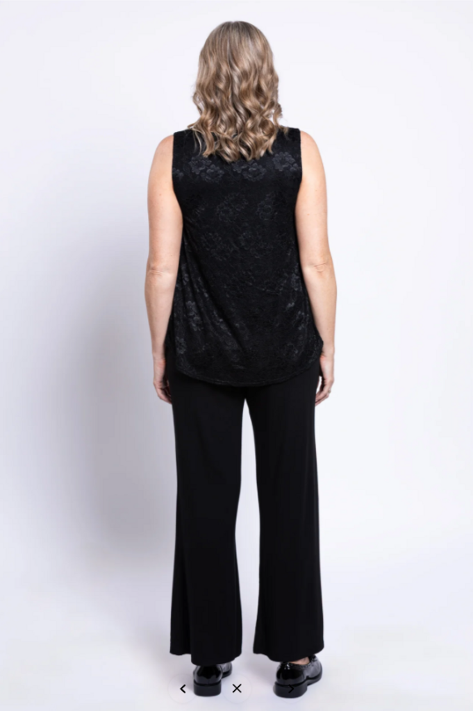 Ellen Tank, Black, Bamboo Lace 3X