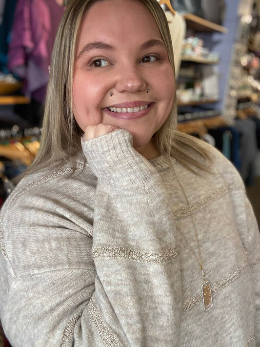 Sequin Stripe Sweater XL