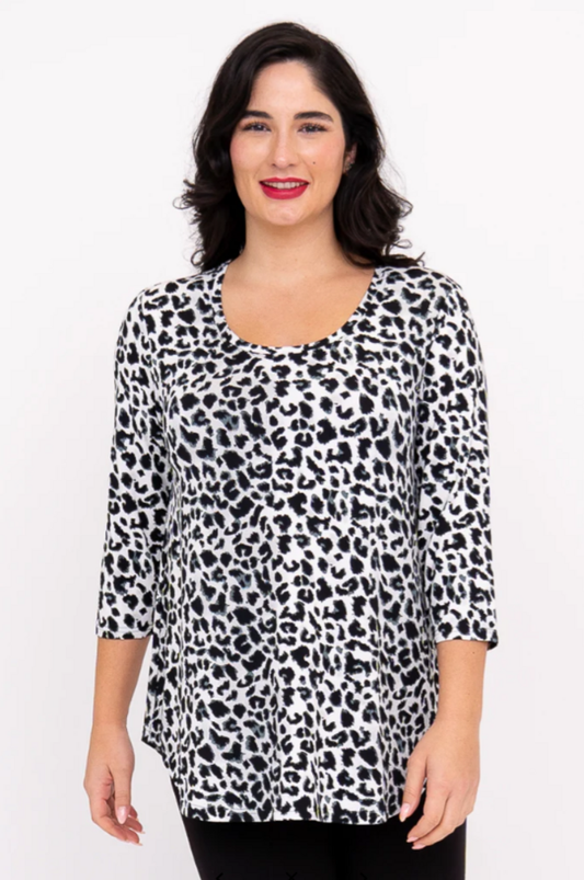 Jazz 3/4 Top, BW Leopard, Bamboo 2X