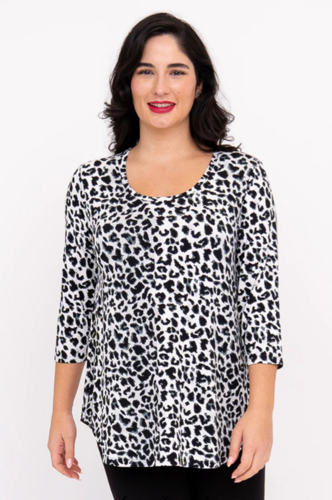 Jazz 3/4 Top, BW Leopard, Bamboo Large