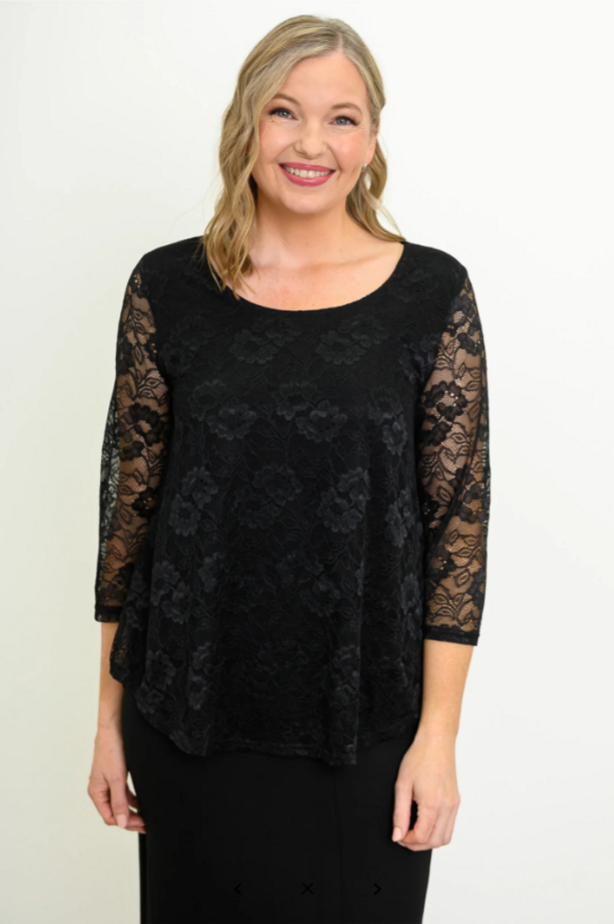 Ellen 3/4 Sleeve, Bamboo, Lace 2X