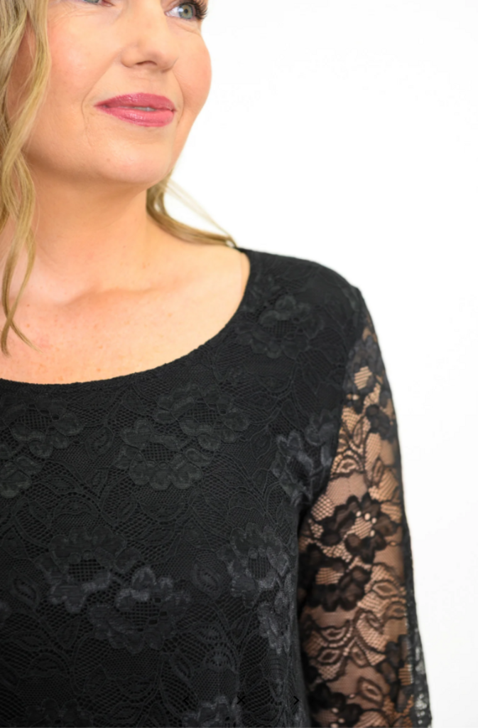 Ellen 3/4 Sleeve, Bamboo, Lace 2X